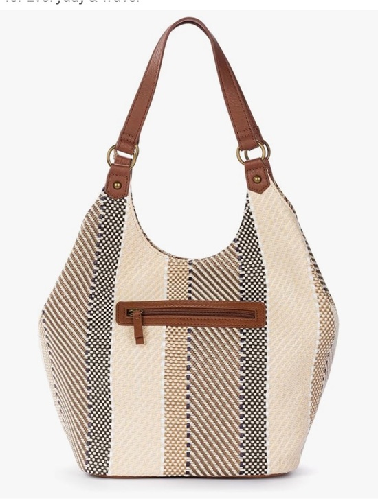 Sakroots KOA Striped Woven Hobo Shoulder Bag in Neutral Brown and Cream NWT - Picture 5 of 5
